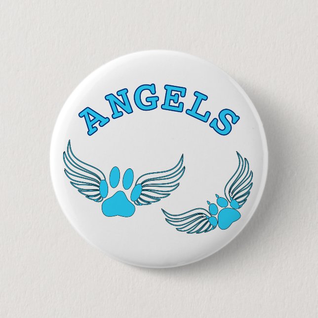 Angel Pet Paws In Blue 2 Inch Round Button (Front)