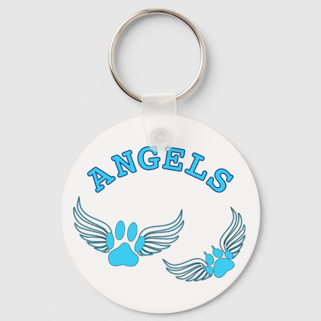 Angel Pet Paws In Blue Keychain (Front)