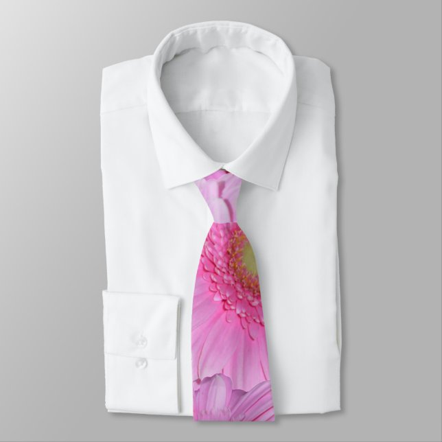 Angel Pink Gerbera Flowers, Neck Tie (Tied)