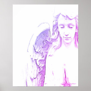 Angel Pink Purple Wings Ombre Wall Art Print