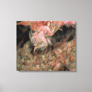 Angel Piping to Souls in Hell by Evelyn De Morgan Canvas Print