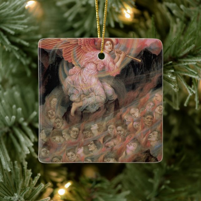 Angel Piping to Souls in Hell by Evelyn De Morgan Ceramic Ornament (Tree)