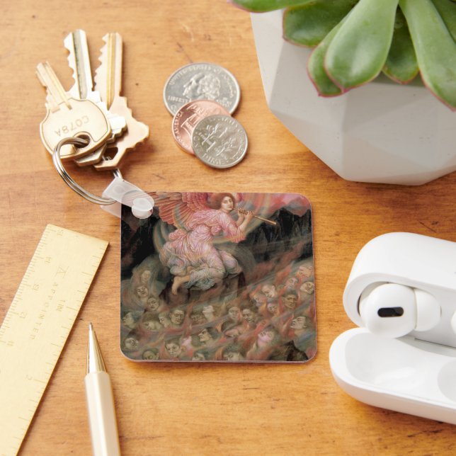 Angel Piping to Souls in Hell by Evelyn De Morgan Keychain (Desk)