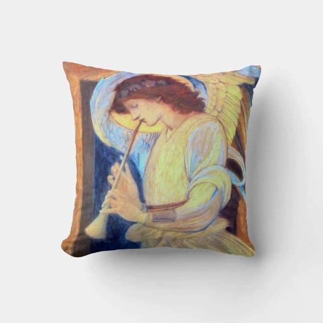 Angel Playing a Flageolet Throw Pillow (Front)