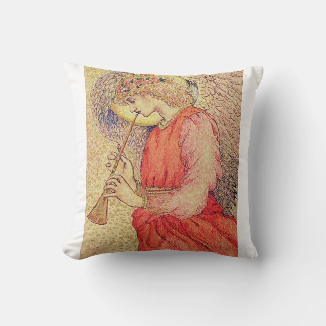 Angel Playing a Flageolet Throw Pillow (Front)
