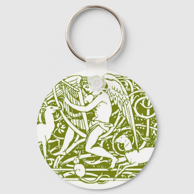 Angel Playing a Harp Keychain (Front)