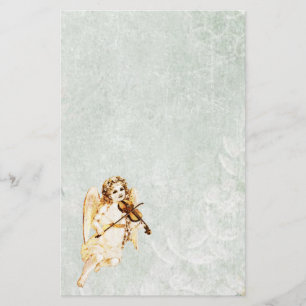 Angel Playing a Violin on Vintage Paper Background