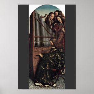 Angel Playing By Hubert Van Eyck (Best Quality) Poster