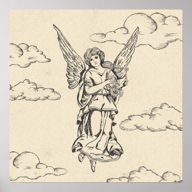 Angel Playing Harp Poster (Front)