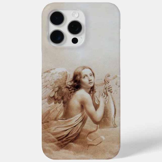 ANGEL PLAYING LYRA OVER THE CLOUDS brown Case-Mate iPhone Case (Back)