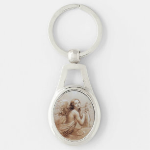 ANGEL PLAYING LYRA OVER THE CLOUDS brown Keychain