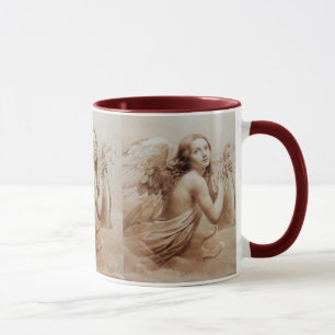 ANGEL PLAYING LYRA OVER THE CLOUDS brown Mug