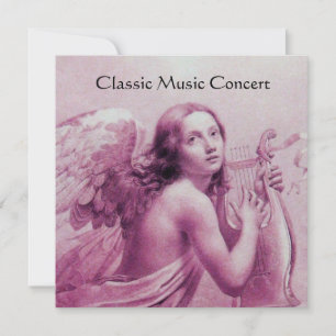 ANGEL PLAYING LYRA OVER THE CLOUDS,Monogram Invitation