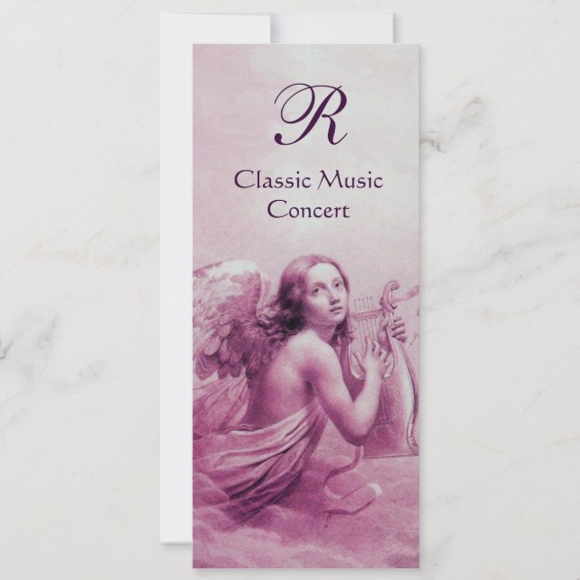 ANGEL PLAYING LYRA OVER THE CLOUDS,Monogram Invitation (Front)