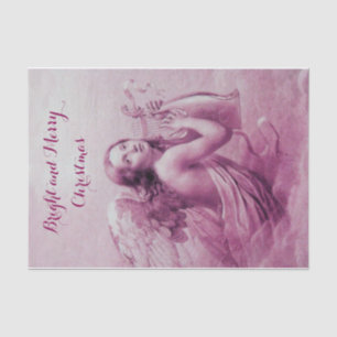 ANGEL PLAYING LYRA OVER THE CLOUDS Pink Purple Tissue Paper