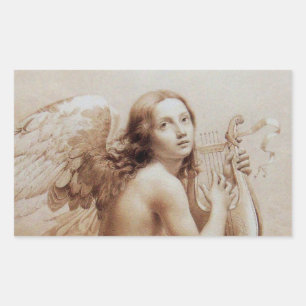 ANGEL PLAYING LYRA OVER THE CLOUDS STICKER