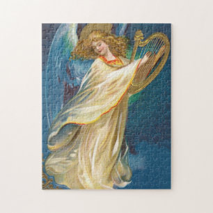 Angel Playing Music On A Harp Jigsaw Puzzle