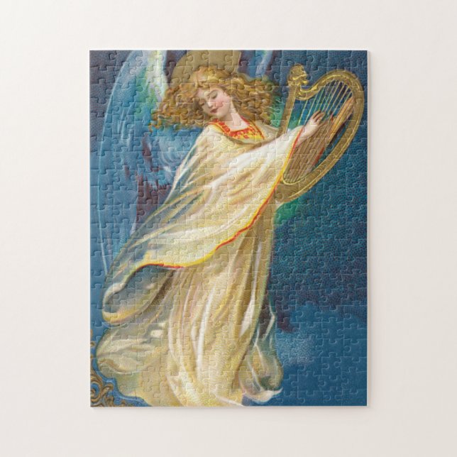 Angel Playing Music On A Harp Jigsaw Puzzle (Vertical)