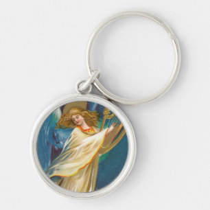 Angel Playing Music On A Harp Keychain