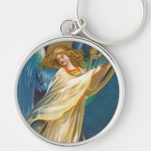 Angel Playing Music On A Harp Keychain