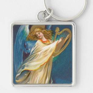 Angel Playing Music On A Harp Keychain
