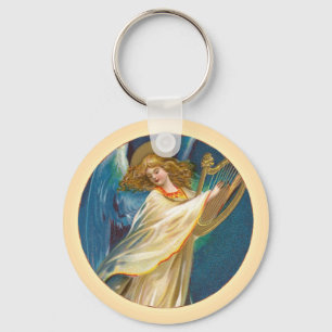 Angel Playing Music On A Harp Keychain