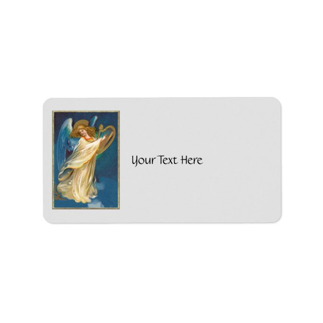 Angel Playing Music On A Harp Label (Front)