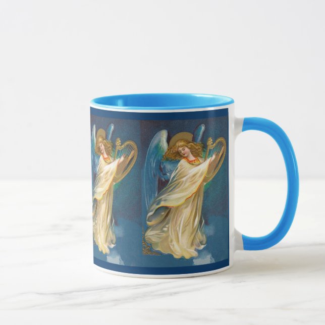 Angel Playing Music On A Harp Mug (Right)