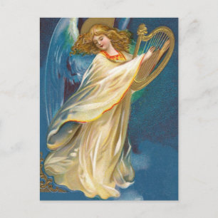 Angel Playing Music On A Harp Postcard