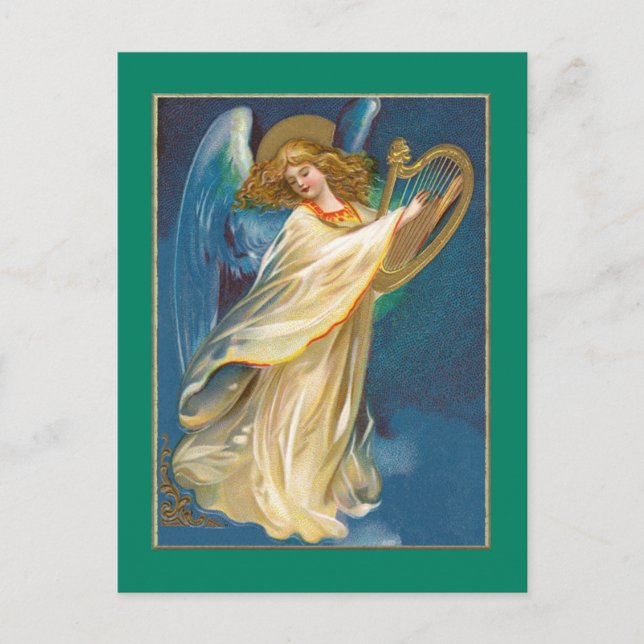 Angel Playing Music On A Harp Postcard (Front)