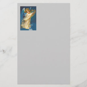 Angel Playing Music On A Harp Stationery