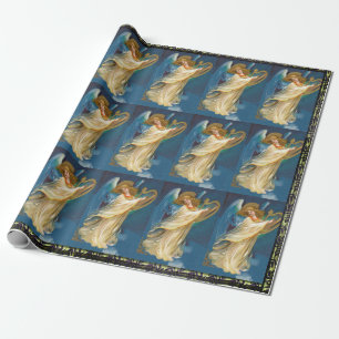 Angel Playing Music On A Harp  Wrapping Paper
