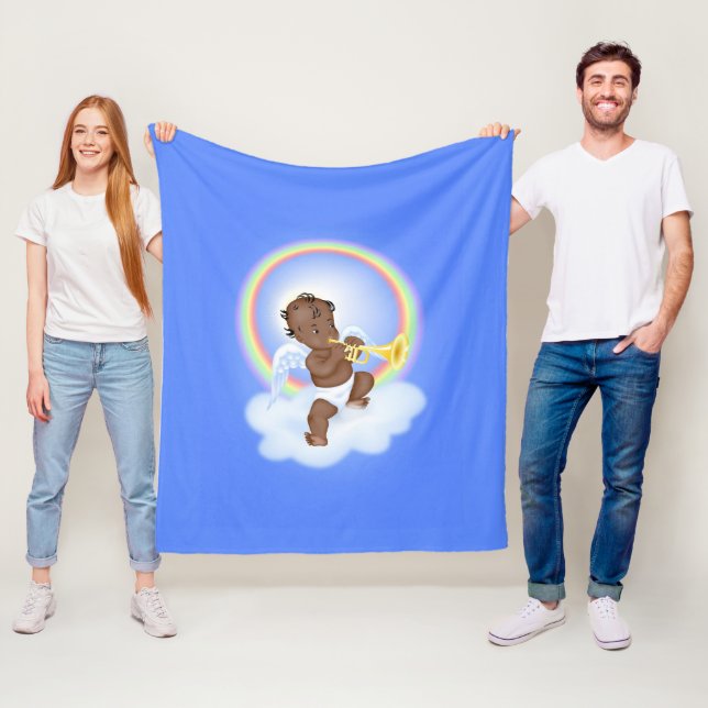 Angel Playing Trumpet Fleece Blanket (In Situ)