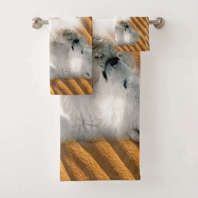 Angel Polar Bear Bathroom Towel Sets (Insitu)