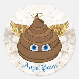Angel Poop Emoji Classic Round Sticker