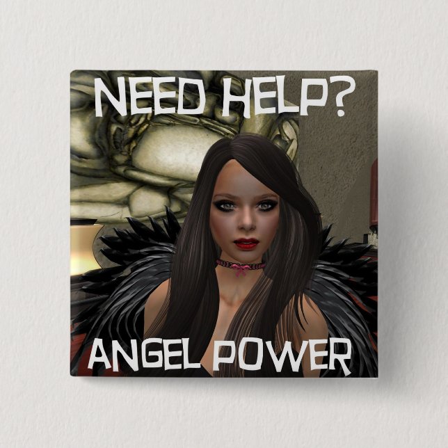 Angel Power 2 Inch Square Button (Front)