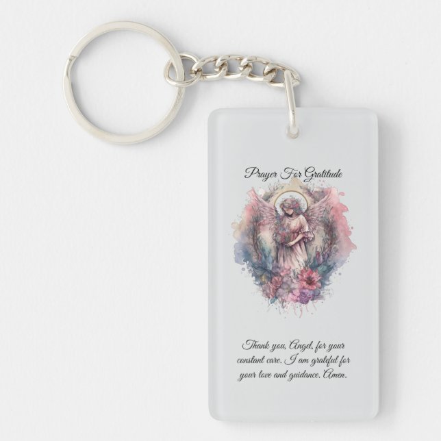 Angel Prayer For Gratitude Prayer Card Keychain (Front)