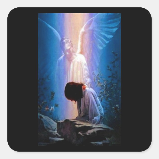 Angel Prayer Square Sticker (Front)
