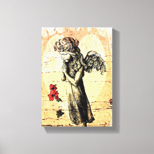 Angel Praying and Heart Canvas Print