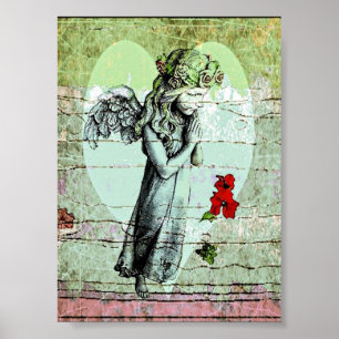 Angel Praying and Heart Poster