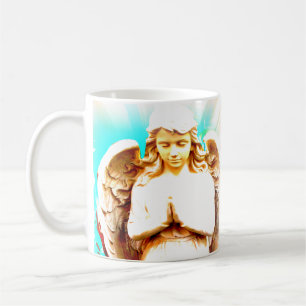 Angel Praying Aqua Blue Sky Spiritual Coffee Mug