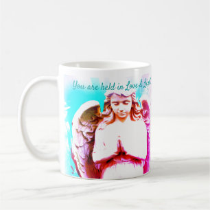 Angel Praying Aqua Pink Blue Love Light Quote Gift Coffee Mug