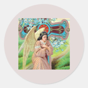Angel Praying Classic Round Sticker