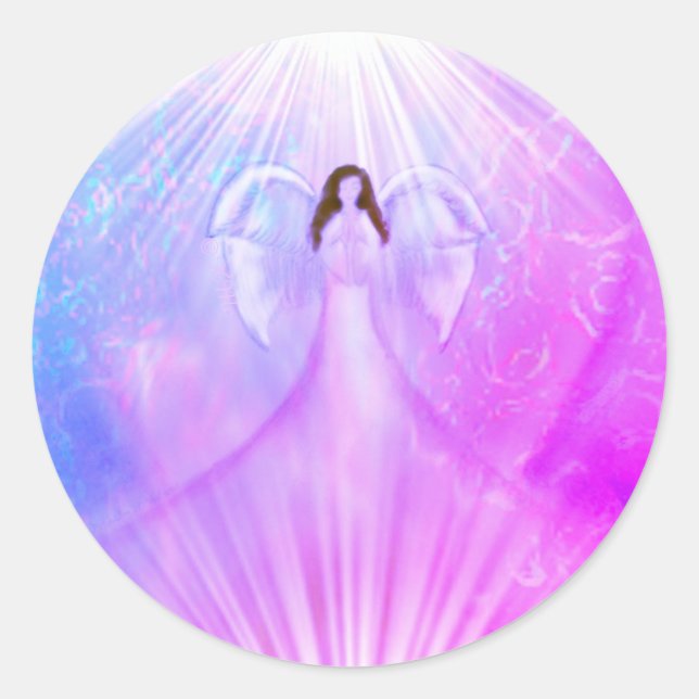 Angel Praying Heart Pink Purple Stickers (Front)