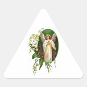 Angel Praying In A Garden Triangle Sticker