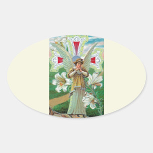Angel Praying Oval Sticker