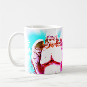 Angel Praying Pink Aqua Blue Sky Spiritual Coffee Mug