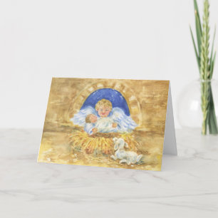 Angel Presents Jesus Christmas Greeting Card