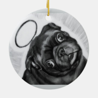Angel Pug original artwork by Carol Zeock Ceramic Ornament