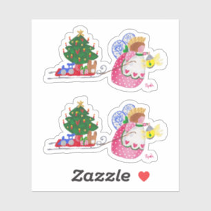 Angel Pulling Sled Sticker